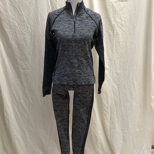 Size L Forever 21 Activewear Set, Heathered Black/Grey Leggings and Pullover